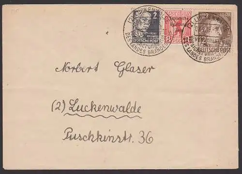 Luckenwalde SSt. 2.9.49 Ortsbrief mit 12 Pfg. J. v. Goethe (235)