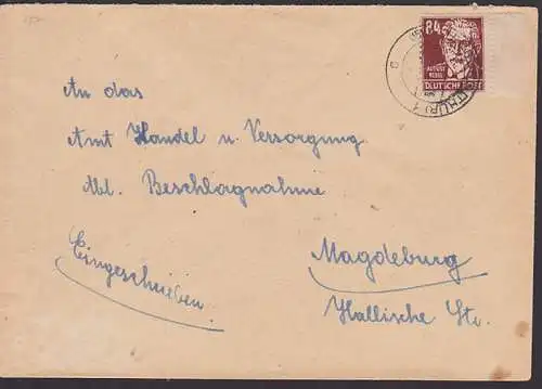 Altenburg E-Brief rs. Eingangsst. (R-Zettel offensichtlich verloren), 84 Pfg. Augsut Bebel  (227)