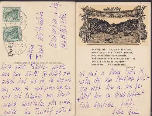 Kirchberg Altstempel mit 5 Pf. Germania geprüft IIa, mit Text v. Eichendorff O Trost der Welt