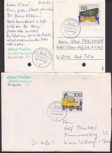 Wohlfahrtspflege Zuschlagsmarke Postbetrieb 31.12.91, Letzttag