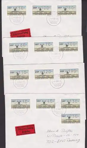 Berlin-Charlottenburg Automatenmarken 13 Wertstufen auf Eil-Brief  4.5.87, je mit Eing.-St