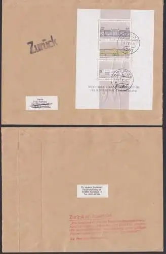 Postkrieg Gebäude Deutscher Geschichte nach der DDR zurück gewiesen in Hannover, aus Ampfing 8.7.86 Bl. 20