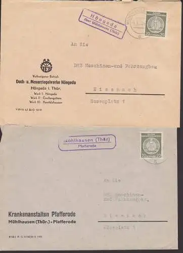 Hngeda b. Mhlhausen, Mhlhausen-Pfaffenroda je Dienstpostbrief, Mauerziegelwerk, Krankenanstalten