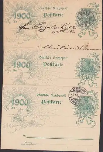 Schmuckkarte 5 Pfg. Germania 1900, Altenburg, Metz und ungebraucht