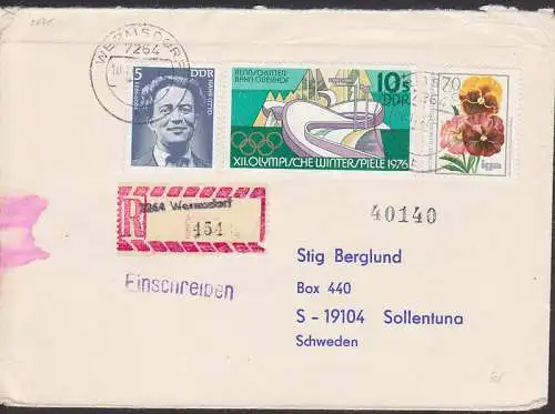 Wermsdorf Aushilfs-R-Zettel 70 Pfg. IGA 10.11.77 (2075), Rennschlittenbahn Oberhof