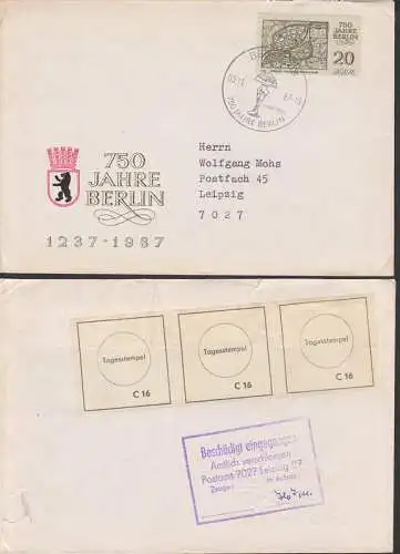 neu verschlossen nach "Beschdigt eingegangen Amtlich verschlossen Leipzig ?" SSt. 3.11.87