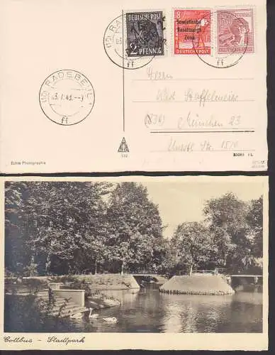 Radebeul 3.7.48 Handstempel Dresden (23) geprft in MiF mit SBZ und 10fach. auf Photokarte
