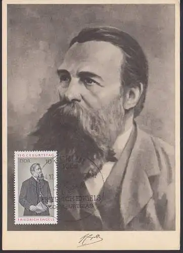MC 1622 Friedrich Engels auf Ansichtskarte mit SSt