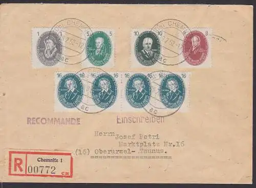 Akademie der Wissenschaften 16 Pfg. Jacob Grimm im 4er-Streifen auf R- Bf in MiF (267)