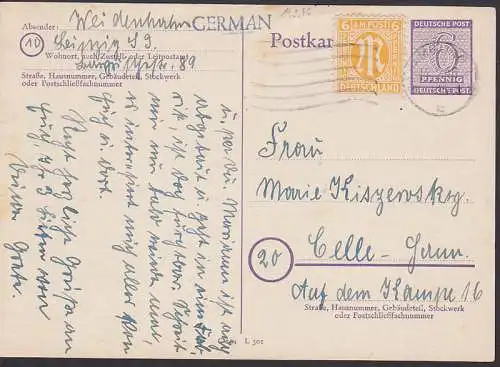Hamburg 14.2.46, 6 Pfg. GA Westsachen als Formblatt, auffrankiert mit 6 Pfg. AMP