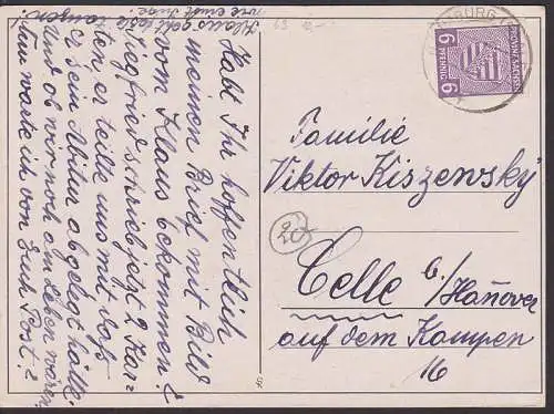 Provinz Sachsen 6 Pfg. geschnitten (69) auf Karte aus Naumburg