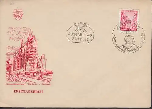 Eisenhttenstadt Stalinstadt FDC 21.11.1953 mit SSt. Karl Marx (317)