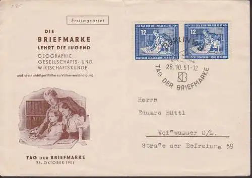 Die Briefmarke lehrt die Jugend FDC-Umschlag mit SSt. mittig gefaltet (295)