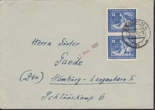 Tag der Briefmarke 1951 Fernbrief nach Hamburg (295)