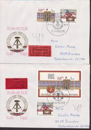 Staatsrat-Gebude Berlin Block und Marke aus Bl. auf Eil-Sdg. (2889) FDC