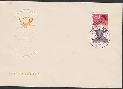 Novemberrevolution Arbeiter mit Gewehr (662) auf neutralem FDC Leipzig 7.11.58