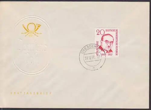 Otto Nuschke OSt. Dresden 27.12.58 auf neutralem FDC (671)