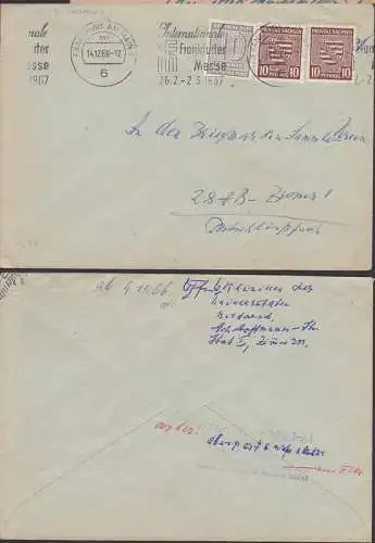 Frankfurt am Main 14.12.66 Marken der SBZ fremdverwendet (waren lngst ungltig) unerkannt gelaufen