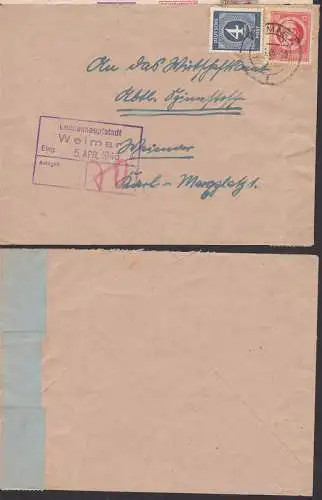 Weimar Ortsbrief MiF OPD und EA an Landeshauptstadt