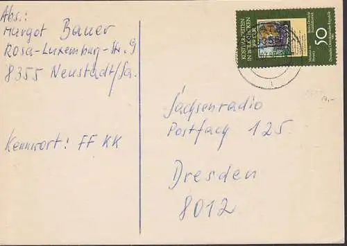 Kostbarkeiten in Bibliotheken 50 Pfg. auf Karte aus Neustadt (2638)