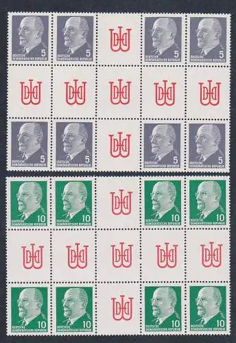 Walter Ulbricht Herzstücke mit Logo DWD der 5 und 10 Pfg **  (845, 846)