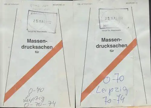 Beutelfahne zwei St. für Massen-Drucksache, rs. Leer