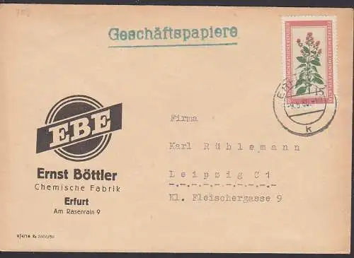 Pfefferminze 15 Pfg. auf Geschäftspapiere (759) aus Erfurt Chemische Fabrik Ernst Böttler