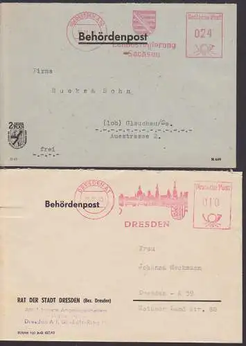 Dresden Behördenpost 1949, 1963, mit 2-Jahrplan, Sachsenwappen, Elbe, Augustusbrücke Frauenkirche