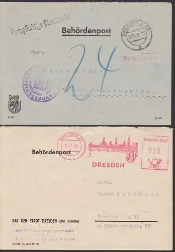 Dresden Behördenpost 25.11.49, 1963, mit 2-Jahrplan,portopflichtige Dienstsache Landesregierung