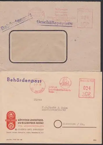 AFS Coswig Kötitzer Ledertuch & Wachstuch, Kartonagen je Behördenpost Dresden