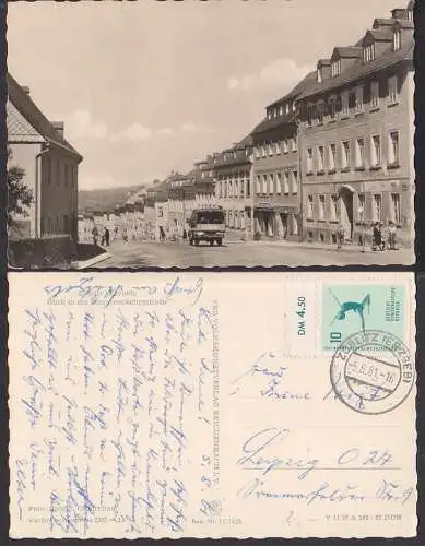 Zöblitz (Erzgeb) Hauptverkehrsstraße 1961 mit KONSUM