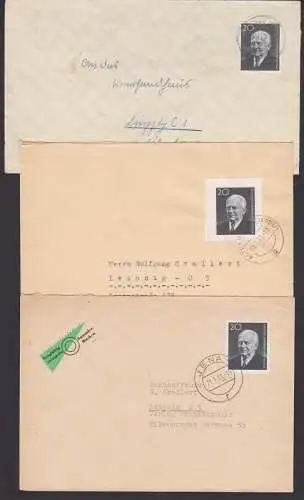 Wilhelm Pieck drei Fernbriefe, dabei zwei mit Ausschnitten aus dem Block (784B)