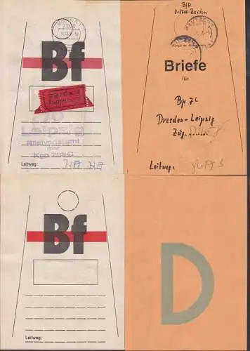 Beutelfahne Colditz, Bautzen für Briefe, dabei Strecke Dresden - Leipzig