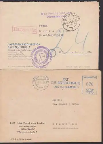 Gebührenpflichtige Dienstsache Halle 10.9.52 mit Nachgebühr Landesfinanzdirektion