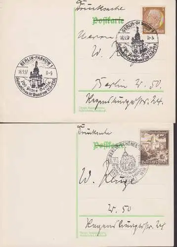 Berlin-Pankow, Berlin-Schöneberg 2 SSt. 700 Jahre Berlin 16.8.37, Ausstellung , je mit Gebäude-Abb