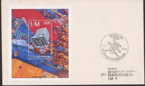 Intekosmosprogramm Block mit Multispektralkamera SSt. Berlin 21.3.78, Blankoumschlag (2313)