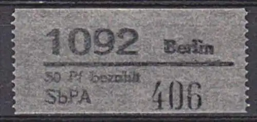 DDR SbPA 50 Pf Paketnummernzettel postfrisch von 1092 Berlin mit lfd. Nr: 403, sonst wie abgebildet
