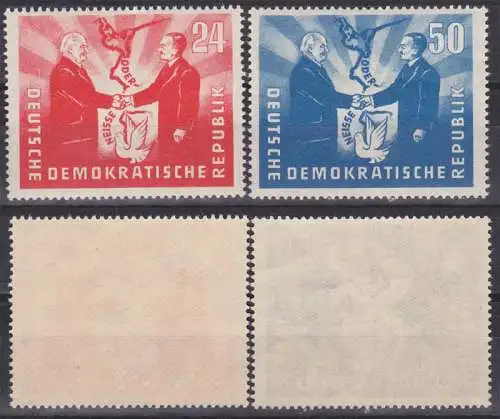 Oder-Neisse Friedensgrenze W. Pieck und Boleslaw  Bierut ** (284/85) Deutsch-Polnische Freundschaft