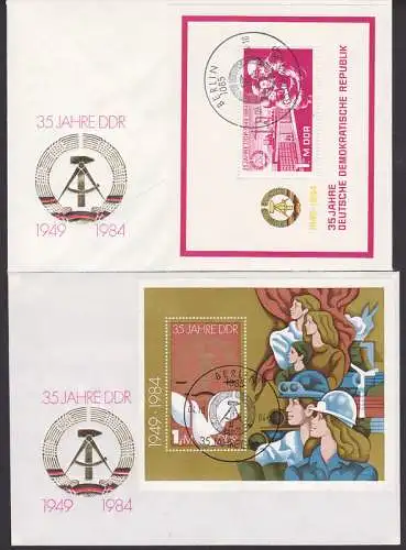 Block 35 Jahre DDR auf offiziellem FDC 1984 (Bl. 78, 79) Friedenstaube SSt. Berlin