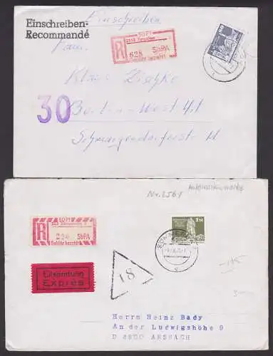 SbPA Torgelow, Sömmerda, Auslandsbrief 2. Gewichtsstufe mit 80 Pfg, (2650) 1 M Rollenmarke (1968)