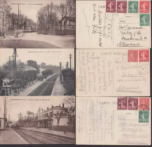Beauchamps (S. et. Os) la Gare Vue Interieure, Train de Par,Avenue des Chataigniers, Bahnhof, Frankreich 1927