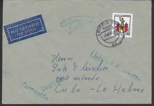 Magdeburger Wappen LP-Bf nach Cuba (2861), rs. Eing,-St
