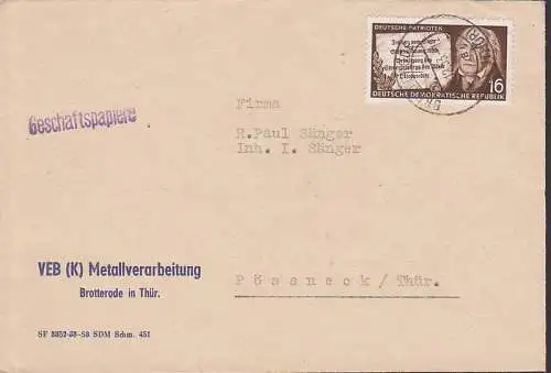 Brotterode G-Papiere mit 16 Pfg. Freiherr vom Stein (399) Abs. Metallverarbeitung