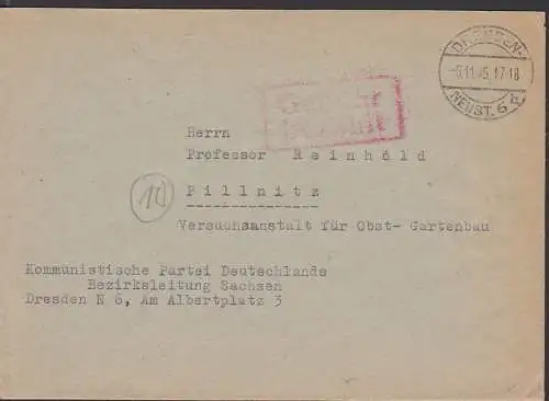 Dresden.Neust. 6 R2 Gebühr bezahlt 5.11.45, Abs. Kommunistische Partei Deutschlands