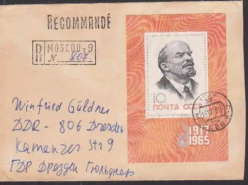 Lenin Block auf R-Brief aus Moskau Moscou 1917 - 1965