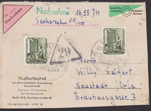 Pn-Adresse Nachnahme mit 40 Pfg Gemäldegalerie (508) Am Fenster brieflesendes Mädchen