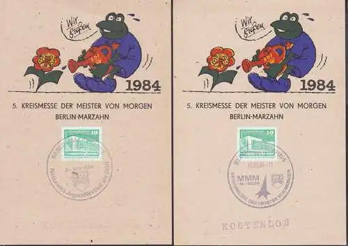 Berlin-Marzahn Jugendfestival der DDR, Gießkanne mit Logo FDJ, 2 Schmuckkaten mit SSt