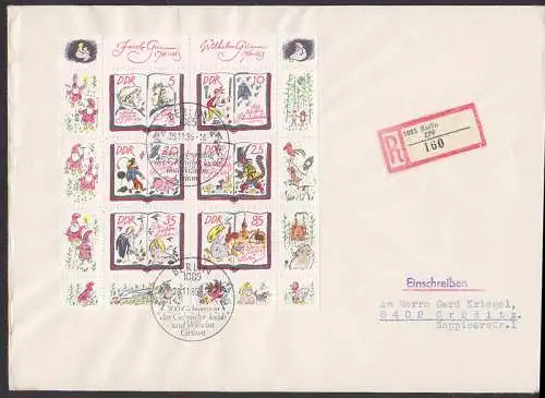 Grimms Märchen Klbg. auf neutralem Umschlag R-Bf aus Berlin 26.11.85 (2987/93)