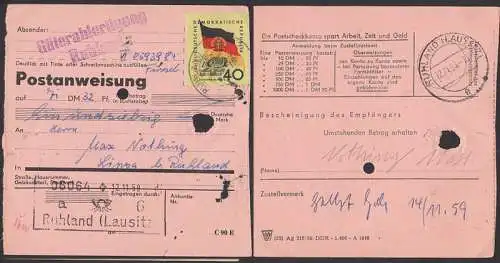 Ruhland PA mit 40 Pfg. Zentralstadion Leipzig  12.11.59 - Üw nach  Linsa