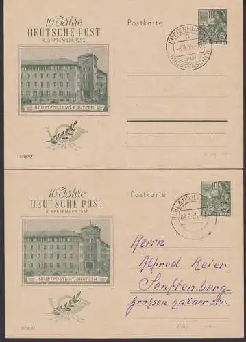 Bautzen 10 Jahre Hauppostamt GA, OSt. Freienhufen über Grossräschen, Ruhland (Lausitz) je vom Ersttag